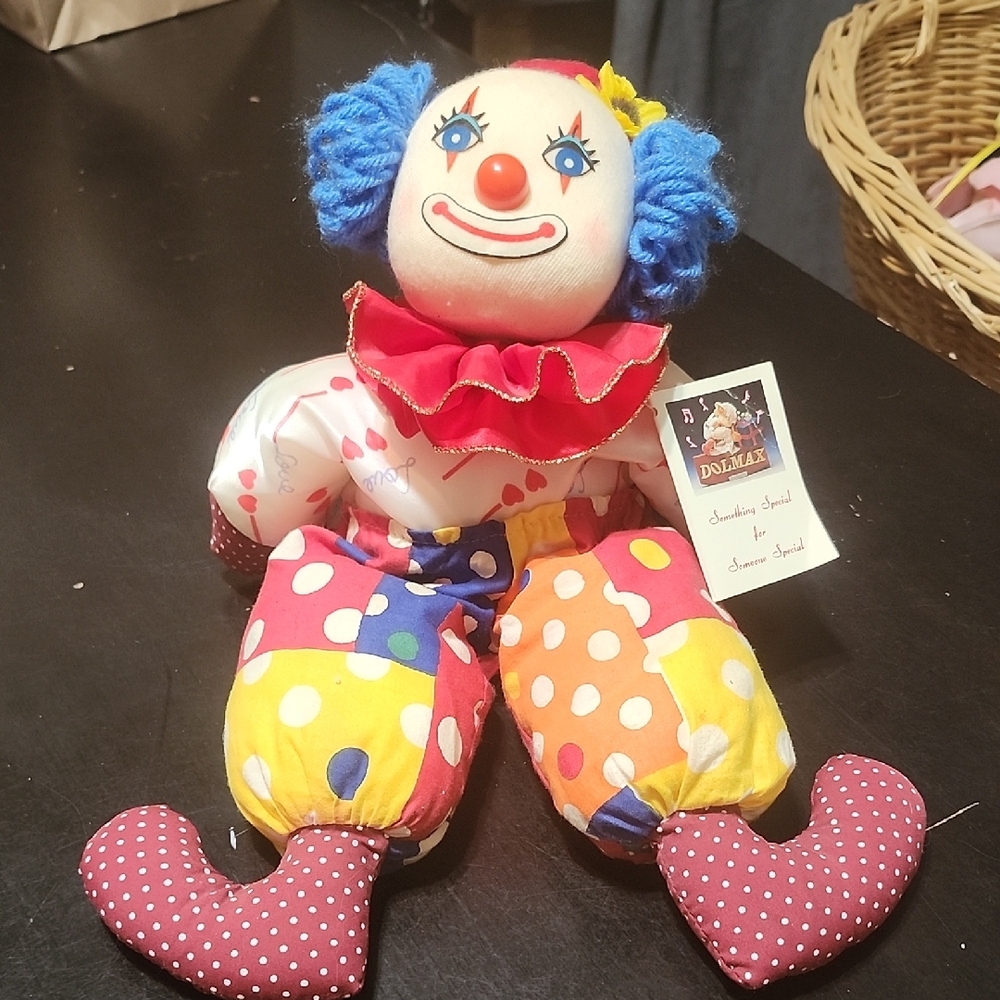 Colorful Patchwork Clown Doll Wind Up DOLMAX